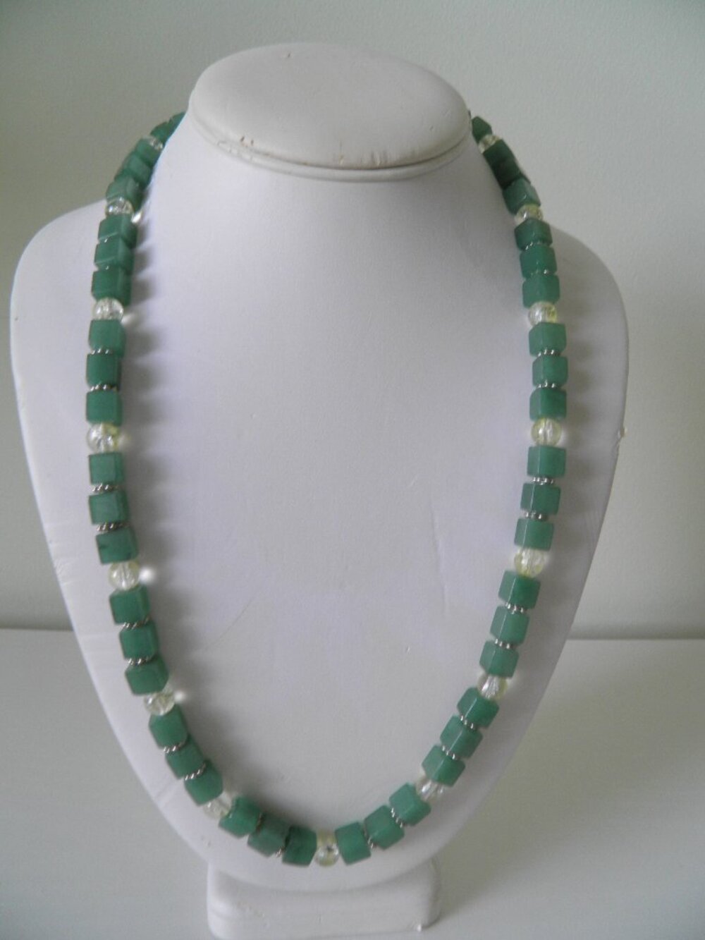 Green Aventurine & Crystal Necklace 24" long